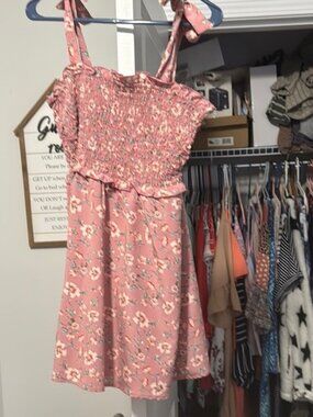 7. 💜As U Wish Pink Floral Mini Dress